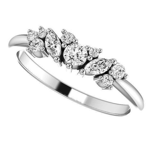 Round Marquise Moissanite Stackable Band