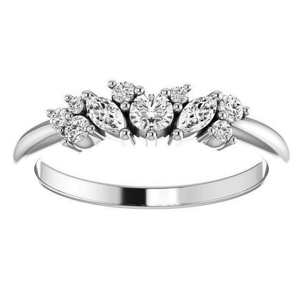 Round Marquise Moissanite Stackable Band