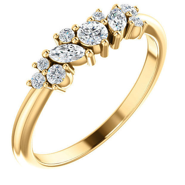 Round Marquise Moissanite Stackable Band