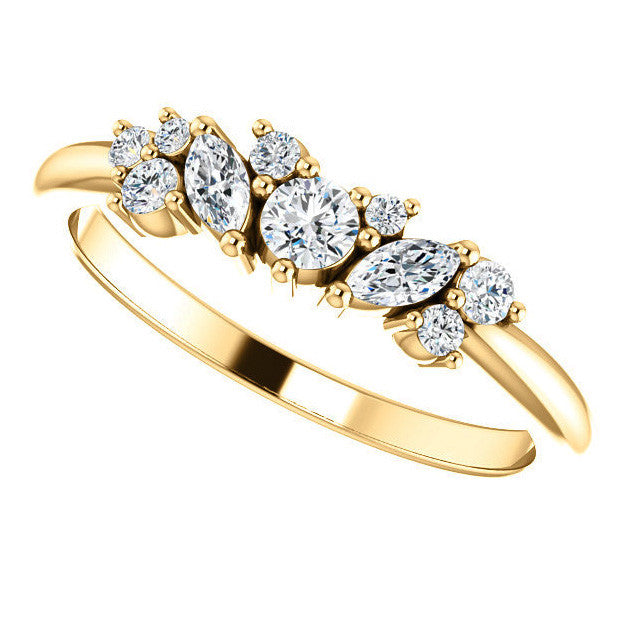 Round Marquise Moissanite Stackable Band