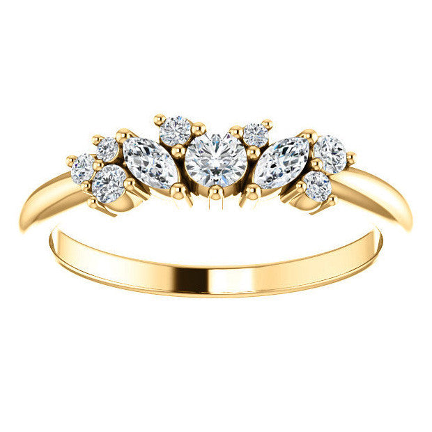 Round Marquise Moissanite Stackable Band