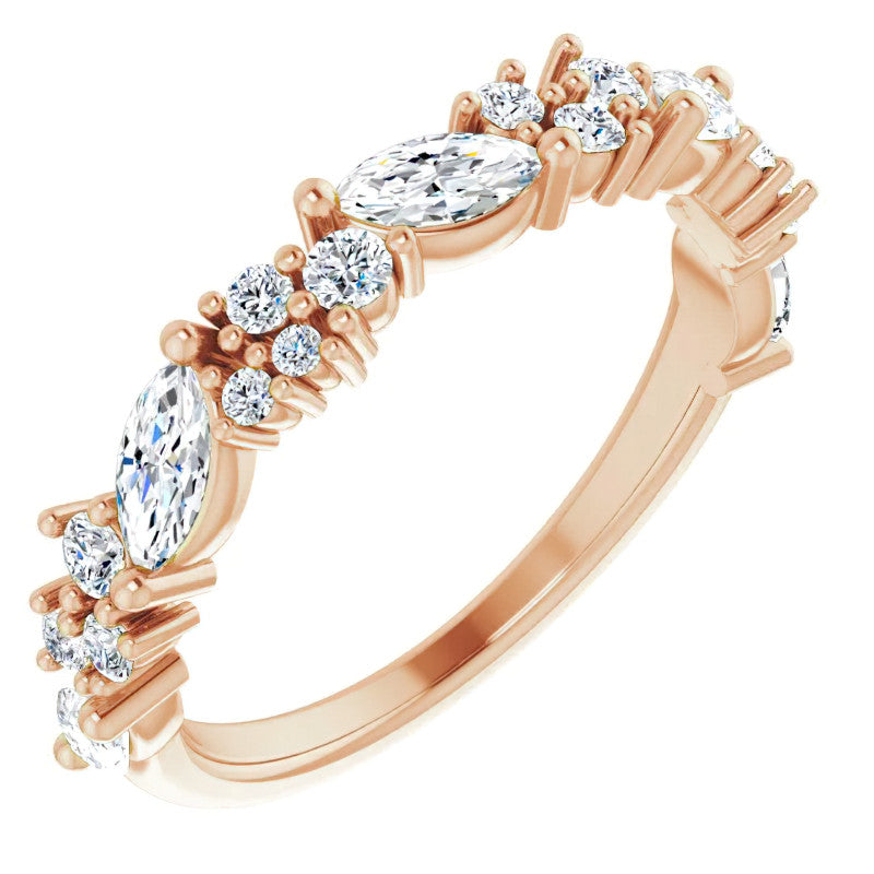Round & Marquise Moissanite Stackable Band