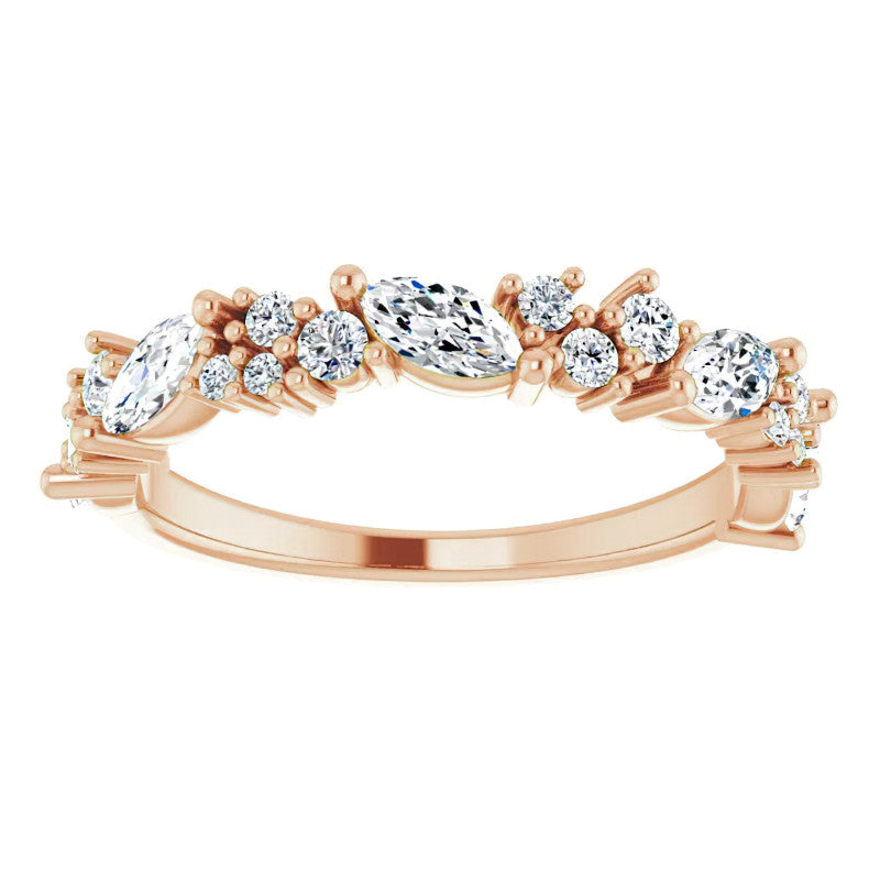 Round & Marquise Moissanite Stackable Band