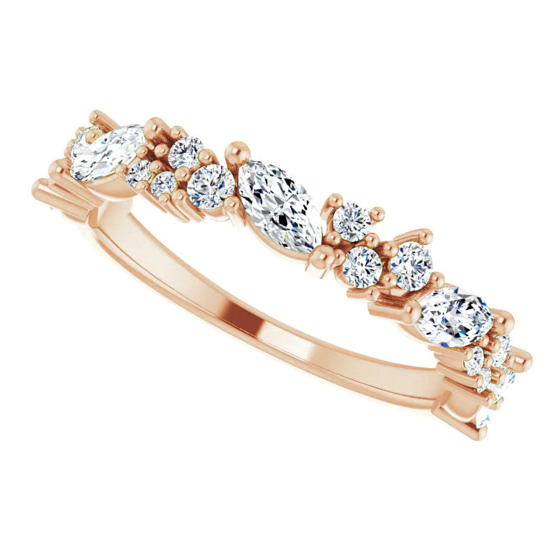 Round & Marquise Moissanite Stackable Band