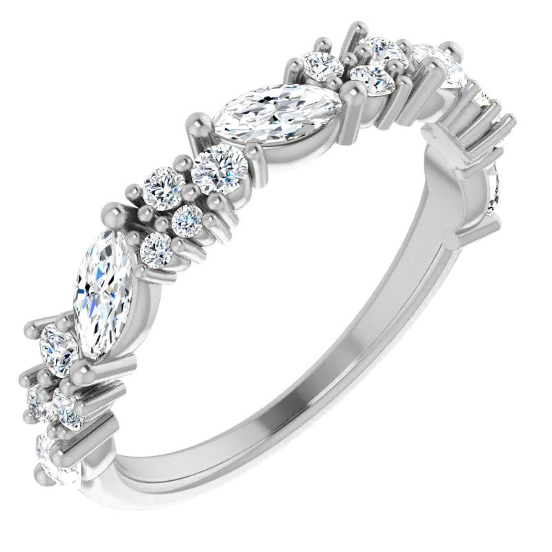 Round & Marquise Moissanite Stackable Band