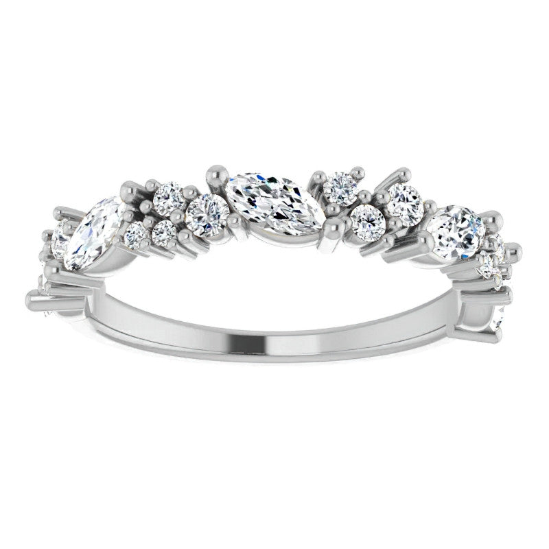 Round & Marquise Moissanite Stackable Band