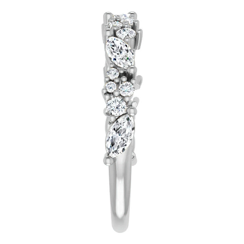 Round & Marquise Moissanite Stackable Band