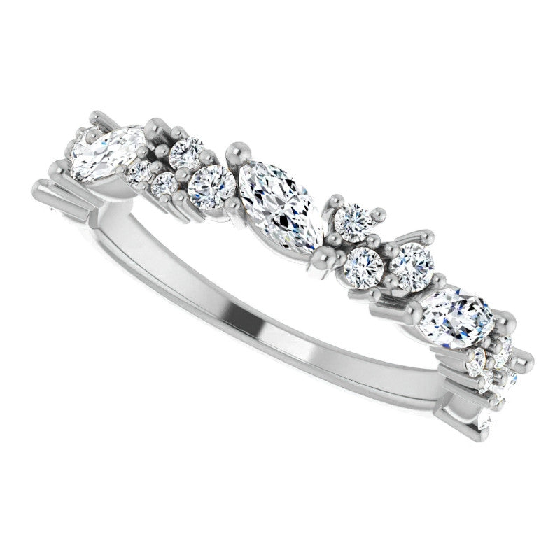 Round & Marquise Moissanite Stackable Band