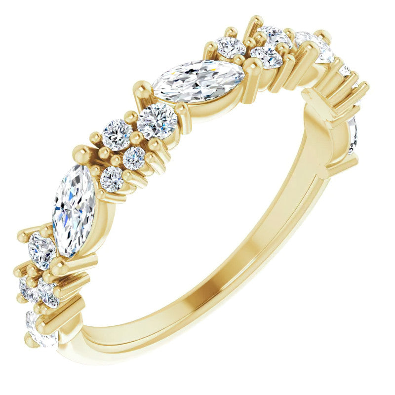 Round & Marquise Moissanite Stackable Band