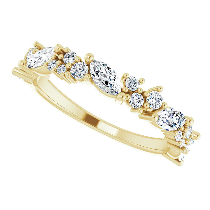 Round & Marquise Moissanite Stackable Band