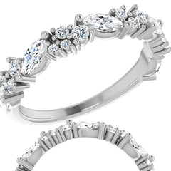 Round & Marquise Moissanite Stackable Band