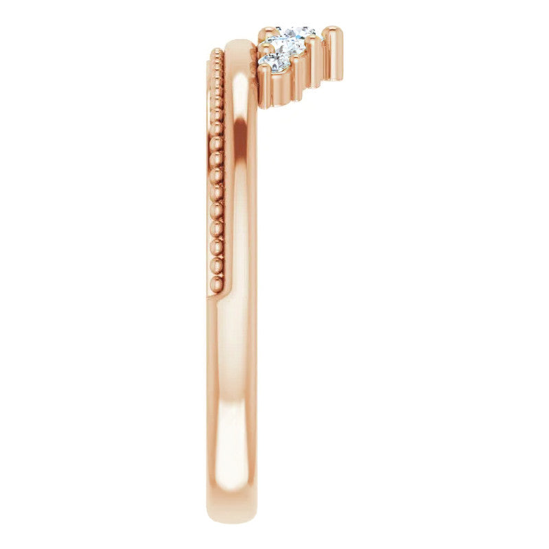 Round Crown Design Moissanite Stackable Band with Milgrain