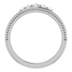 Round Crown Design Moissanite Stackable Band with Milgrain