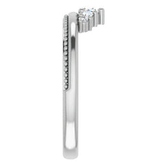 Round Crown Design Moissanite Stackable Band with Milgrain
