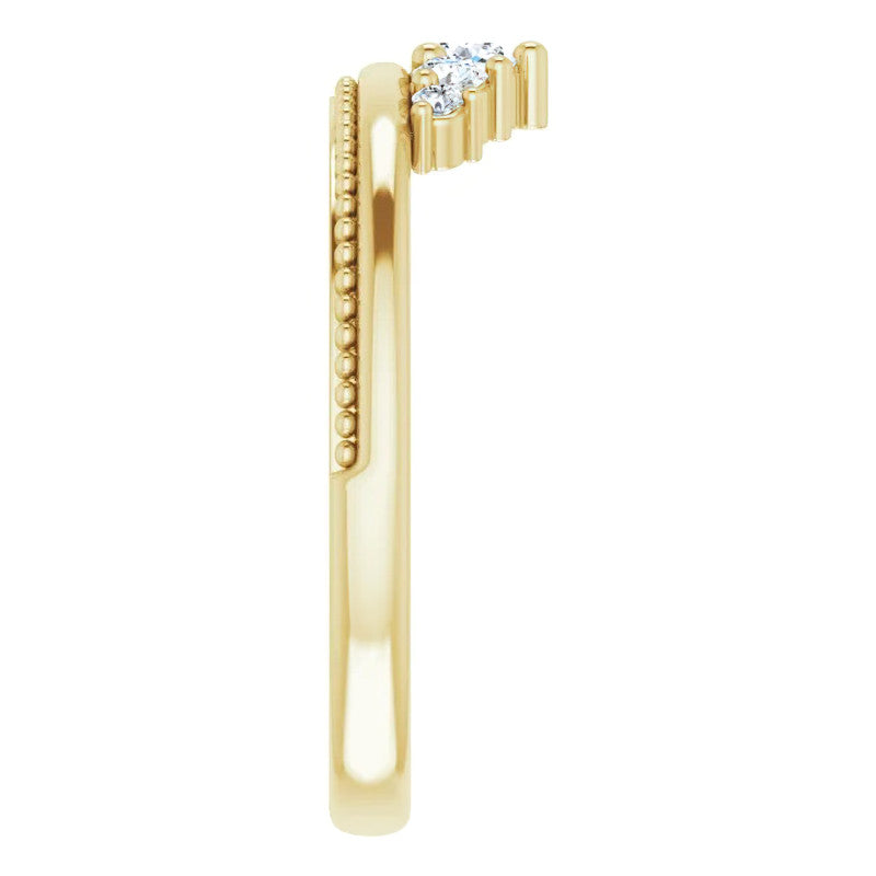 Round Crown Design Moissanite Stackable Band with Milgrain