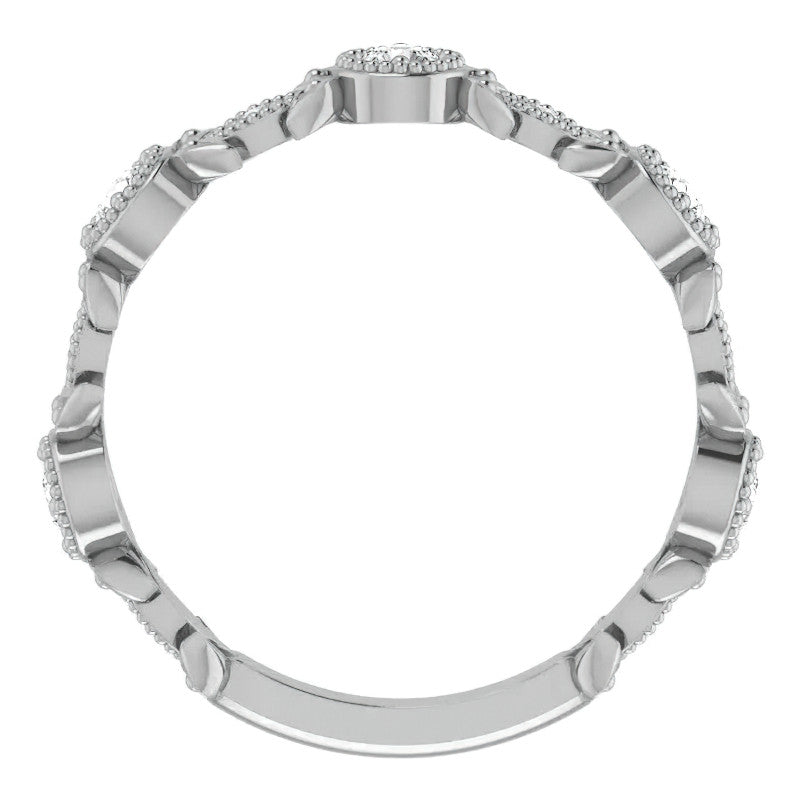 Round Moissanite Leaf Stackable Ring