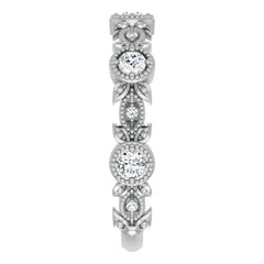Round Moissanite Leaf Stackable Ring
