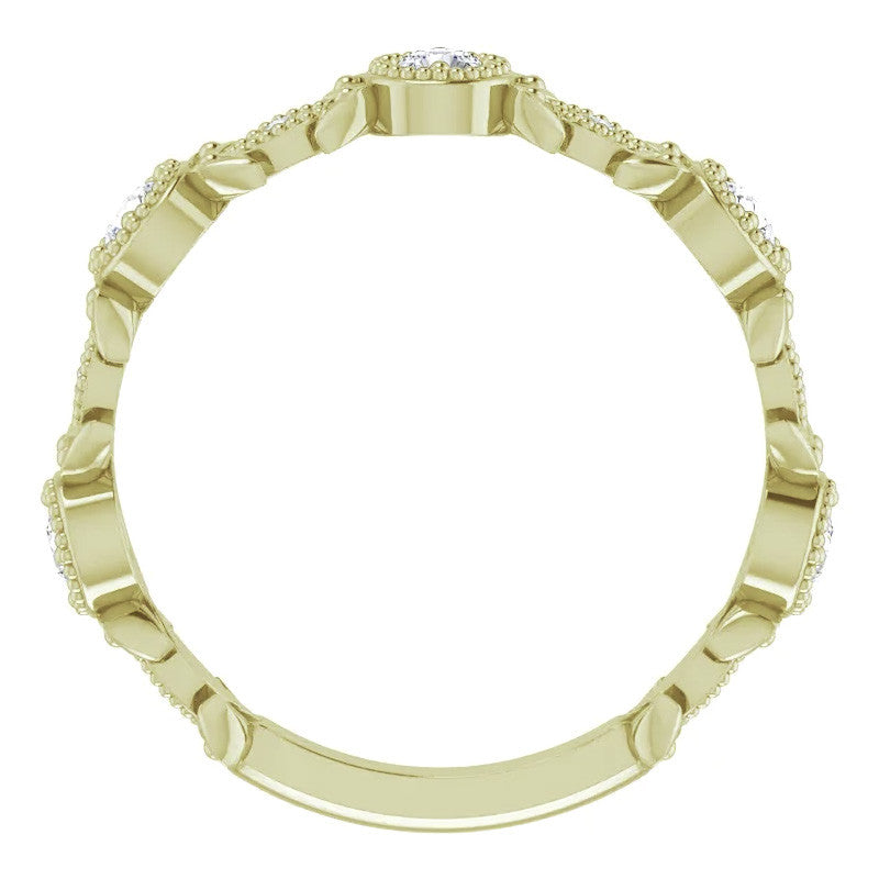 Round Moissanite Leaf Stackable Ring