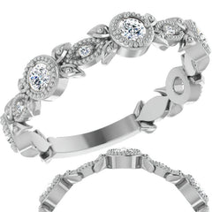 Round Moissanite Leaf Stackable Ring