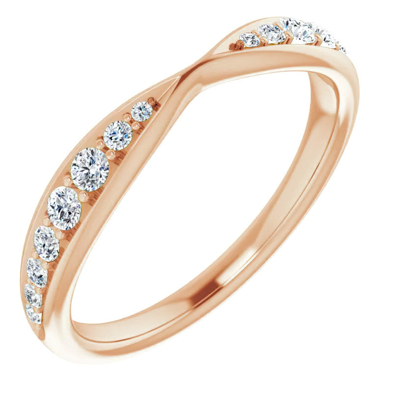 Round Brilliant Moissanite Pinched Contour Stackable Band 0.25ct