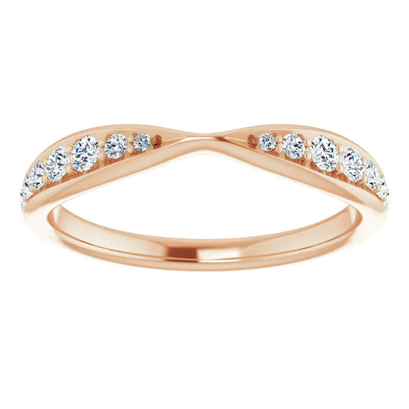 Round Brilliant Moissanite Pinched Contour Stackable Band 0.25ct