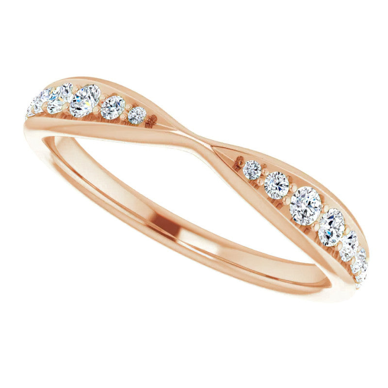 Round Brilliant Moissanite Pinched Contour Stackable Band 0.25ct