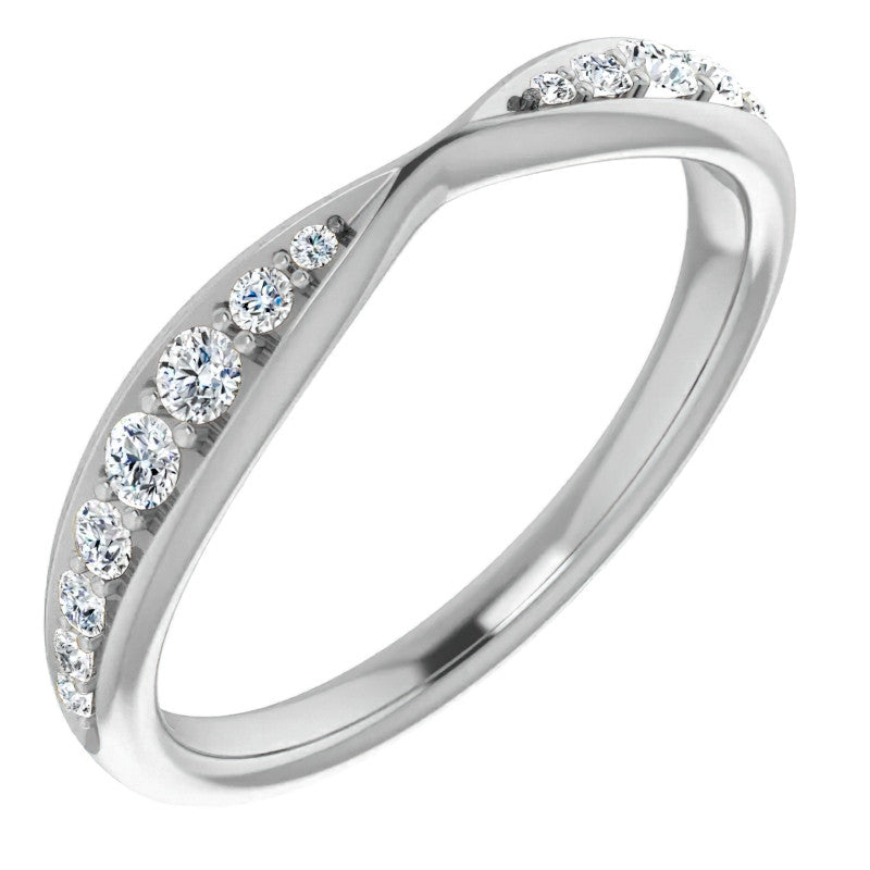 Round Brilliant Moissanite Pinched Contour Stackable Band 0.25ct