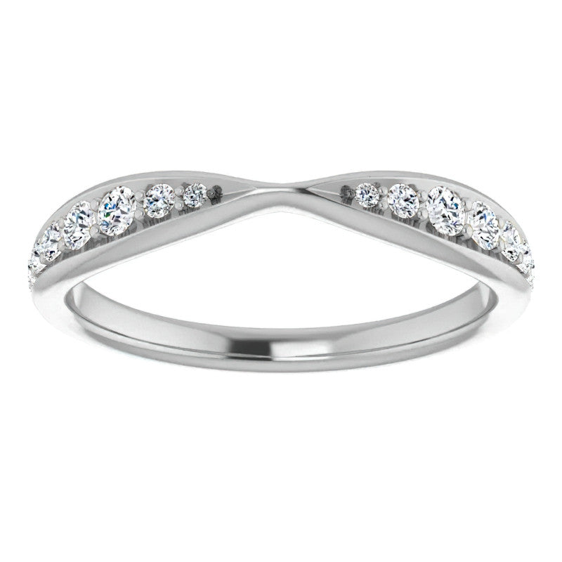 Round Brilliant Moissanite Pinched Contour Stackable Band 0.25ct