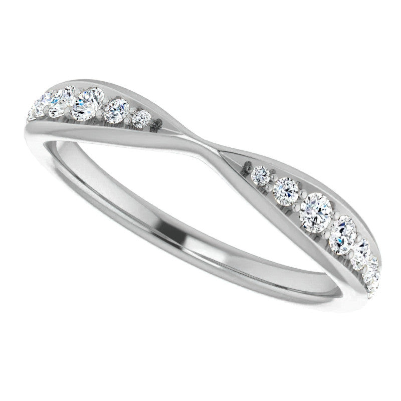 Round Brilliant Moissanite Pinched Contour Stackable Band 0.25ct
