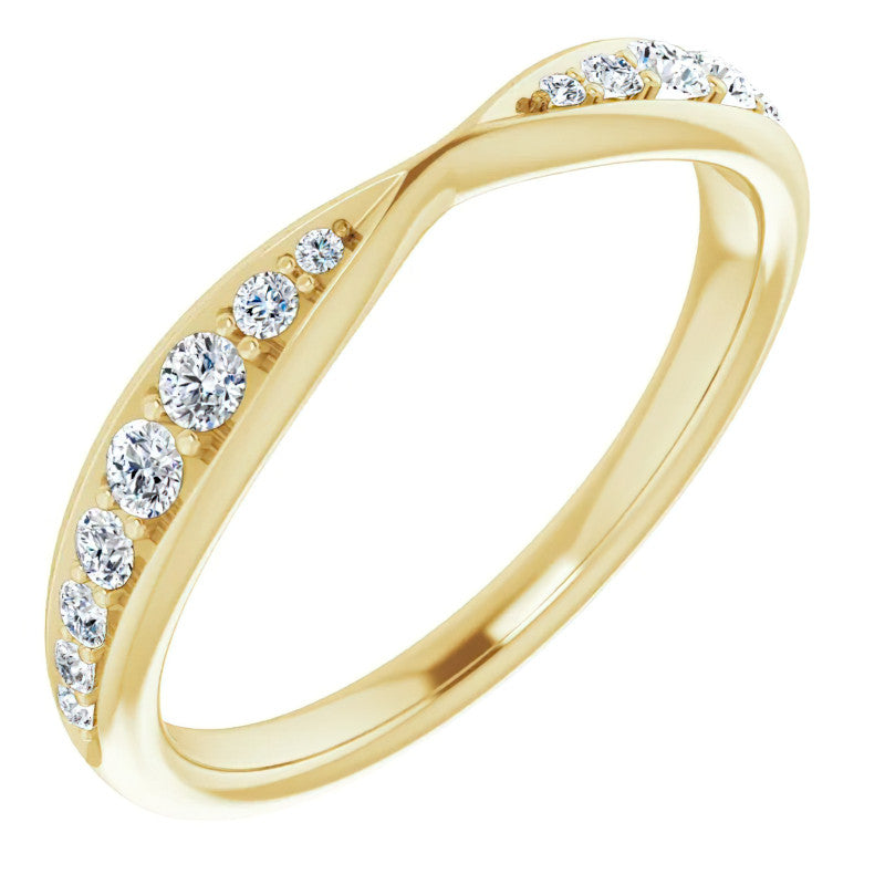 Round Brilliant Moissanite Pinched Contour Stackable Band 0.25ct