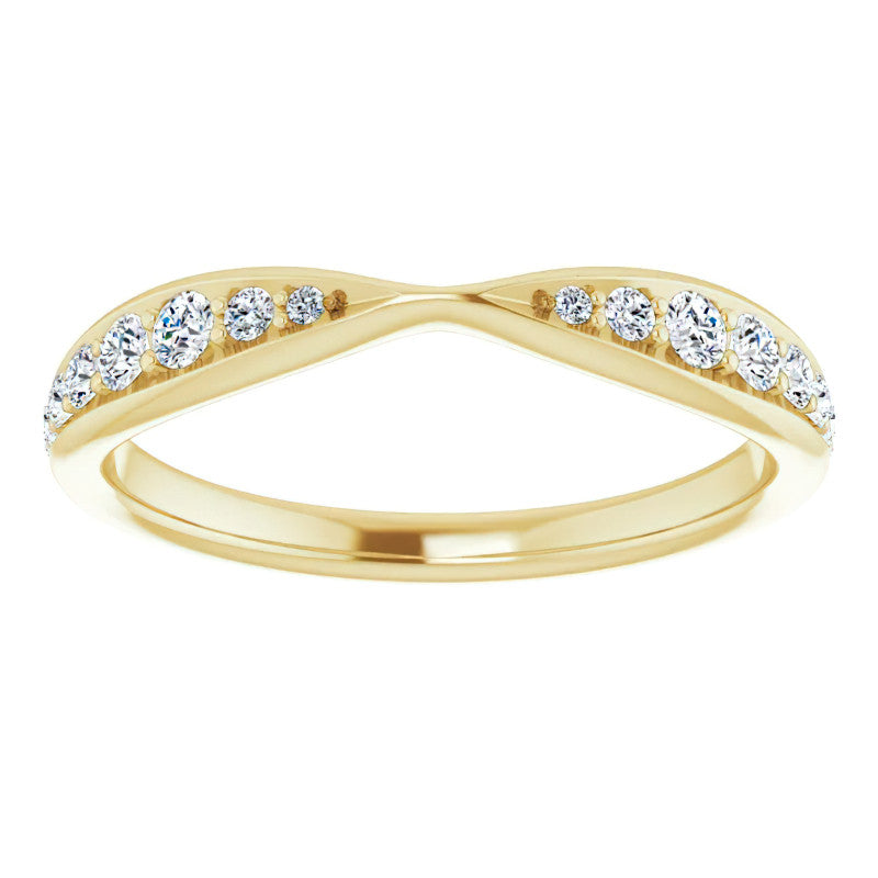 Round Brilliant Moissanite Pinched Contour Stackable Band 0.25ct