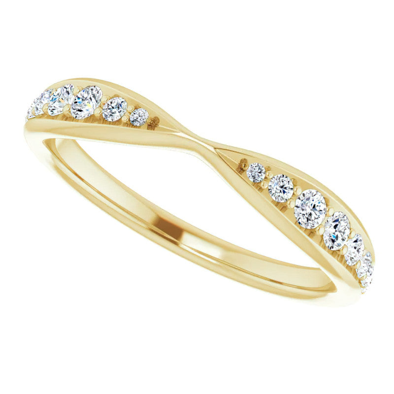 Round Brilliant Moissanite Pinched Contour Stackable Band 0.25ct