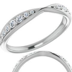 Round Brilliant Moissanite Pinched Contour Stackable Band 0.25ct