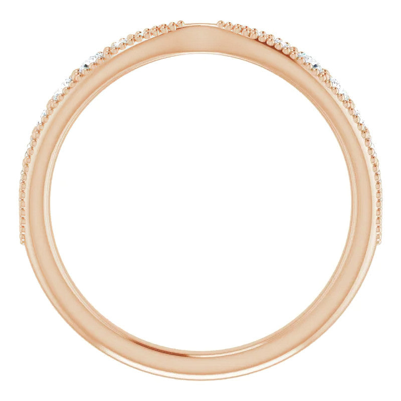 Round Brilliant Moissanite Pinched Contour Stackable Band with Milgrain