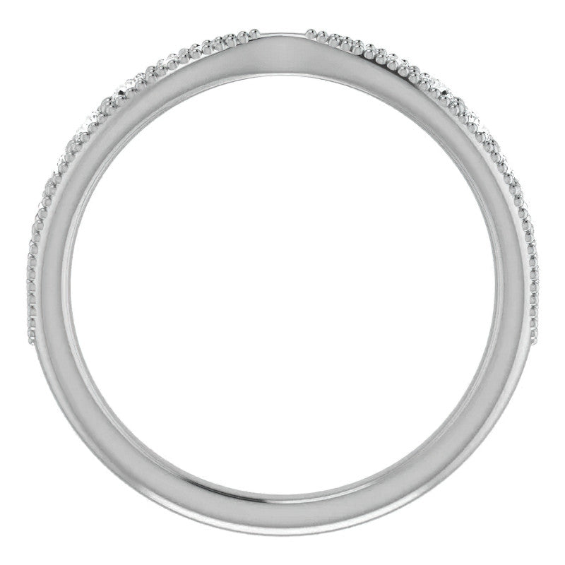 Round Brilliant Moissanite Pinched Contour Stackable Band with Milgrain