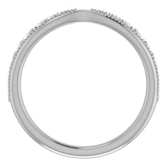 Round Brilliant Moissanite Pinched Contour Stackable Band with Milgrain