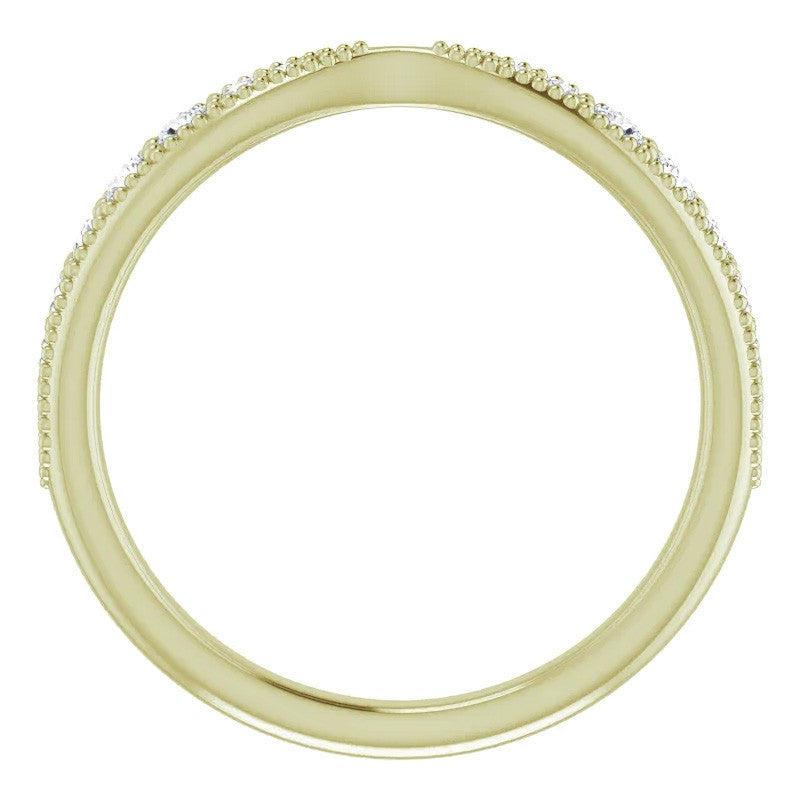 Round Brilliant Moissanite Pinched Contour Stackable Band with Milgrain