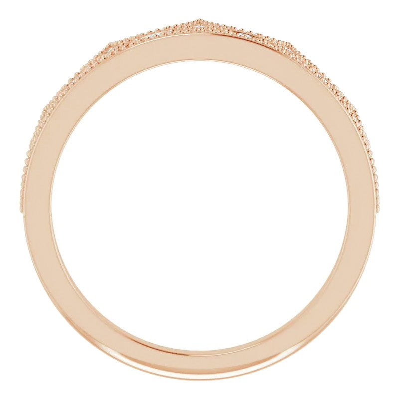 Milgrain Accented Crown Moissanite Stackable Band