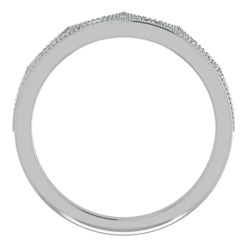 Milgrain Accented Crown Moissanite Stackable Band