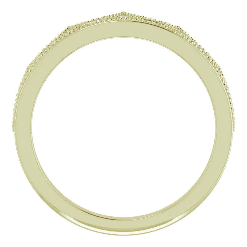 Milgrain Accented Crown Moissanite Stackable Band