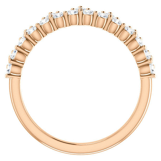 Round Moissanite Accented Crown Design Stackable Band