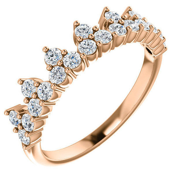 Round Moissanite Accented Crown Design Stackable Band