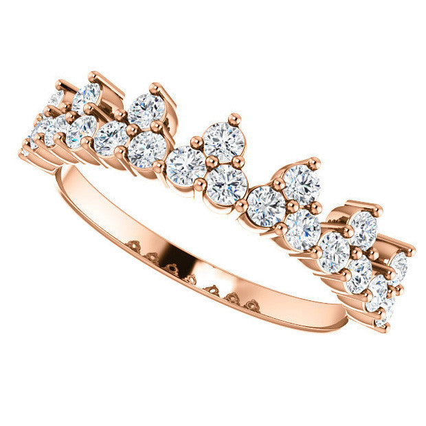 Round Moissanite Accented Crown Design Stackable Band