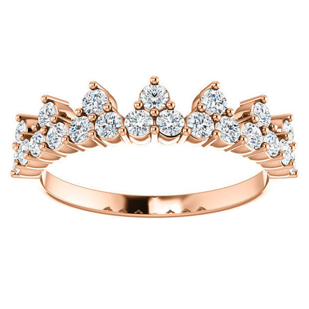 Round Moissanite Accented Crown Design Stackable Band