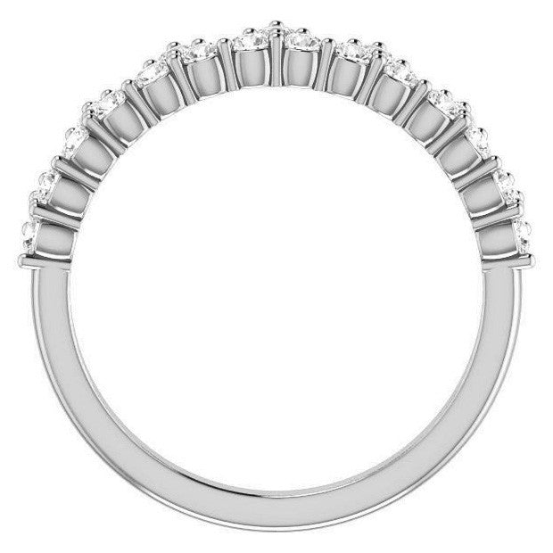Round Moissanite Accented Crown Design Stackable Band