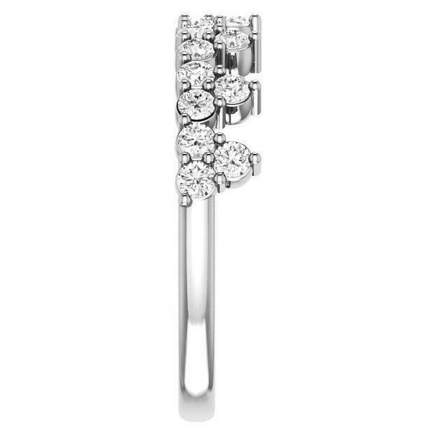 Round Moissanite Accented Crown Design Stackable Band