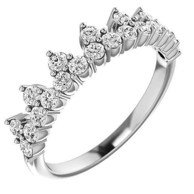 Round Moissanite Accented Crown Design Stackable Band
