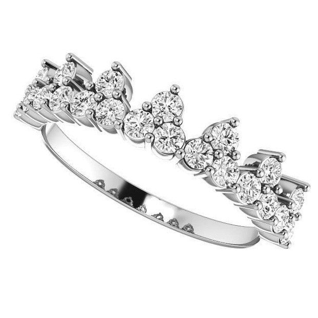 Round Moissanite Accented Crown Design Stackable Band