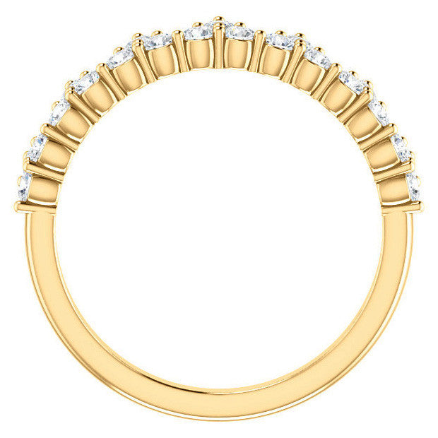 Round Moissanite Accented Crown Design Stackable Band