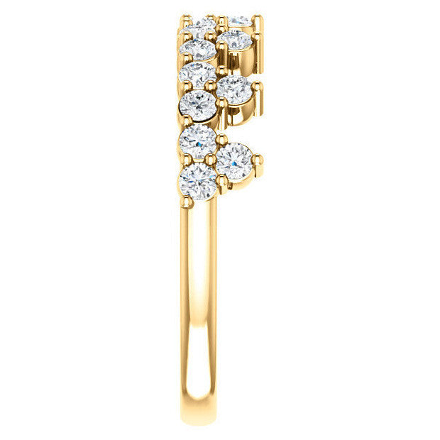 Round Moissanite Accented Crown Design Stackable Band